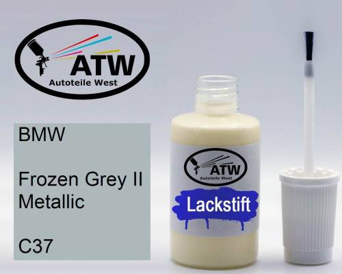 BMW, Frozen Grey II Metallic, C37: 20ml Lackstift, von ATW Autoteile West.